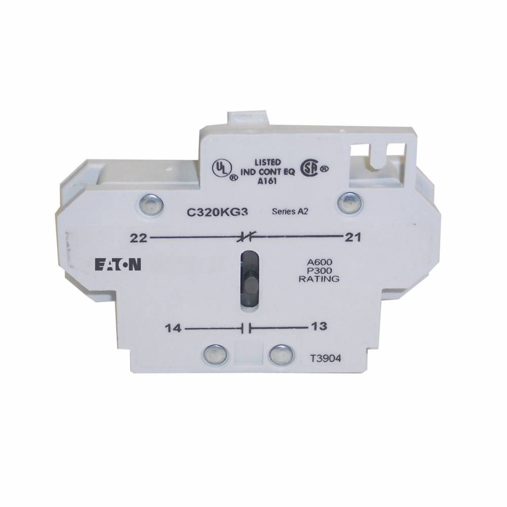 EATON C320KG3 Auxiliary Contact Kit, 600 VAC, 10 A, 2 Contacts