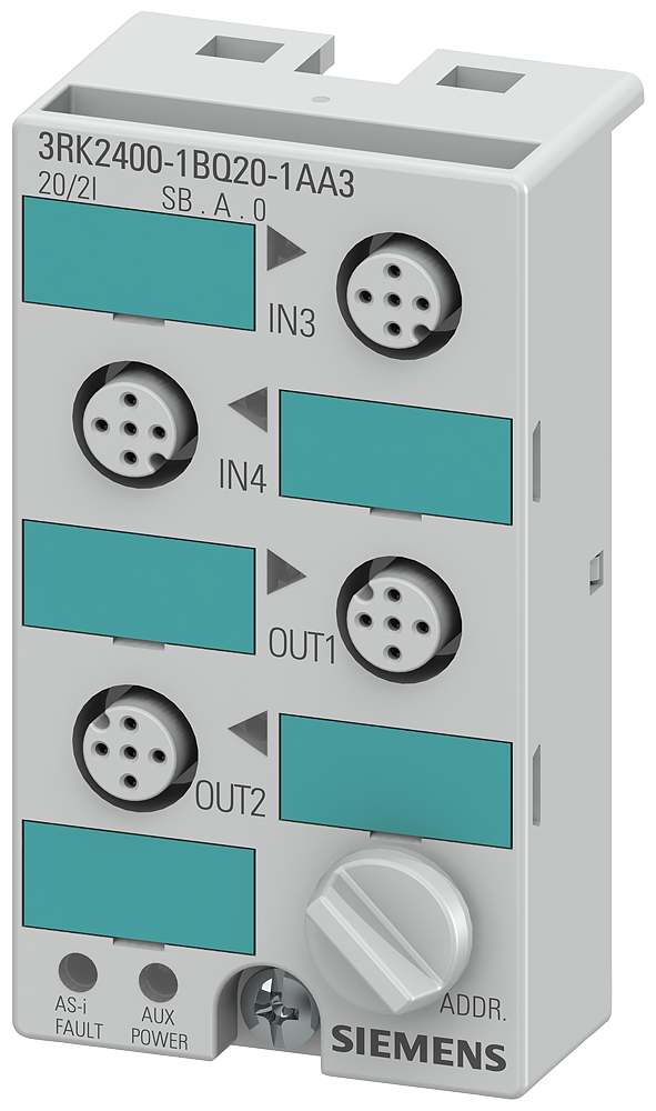 Siemens 3RK24001BQ201AA3 Type K45 A/B Slave AS-Interface Compact Digital Module, 2 Inputs, 2 Outputs