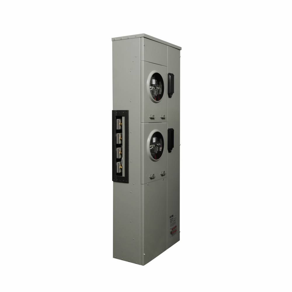 EATON 35MM240R124032 2-Meter 5-Jaw Plug-In Meter Stack Module With Ringless Style Cover and Lever Bypass, 120/240 VAC, 400 A, 3 Phase, 4 Wires, NEMA 3R Enclosure