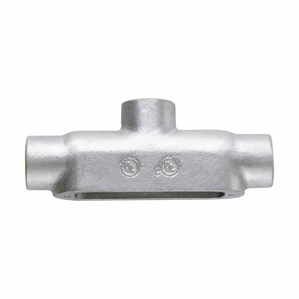 Crouse-Hinds Condulet® TB125M Type TB Conduit Outlet Body, 1-1/4 in Hub, 5 Form, 33 cu-in Capacity, Malleable Iron, Electro-Galvanized/Aluminum Acrylic Painted