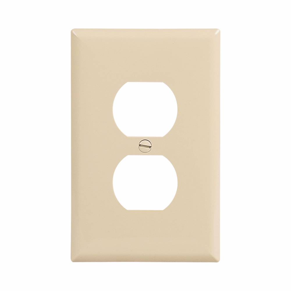 EATON Arrow Hart™ Eaton Wiring Devices PJ8V PJ Series Mid-Sized Receptacle Wallplate, 1 Gangs, 4.87 in H x 3.12 in W, Polycarbonate/Thermoplastic, Ivory