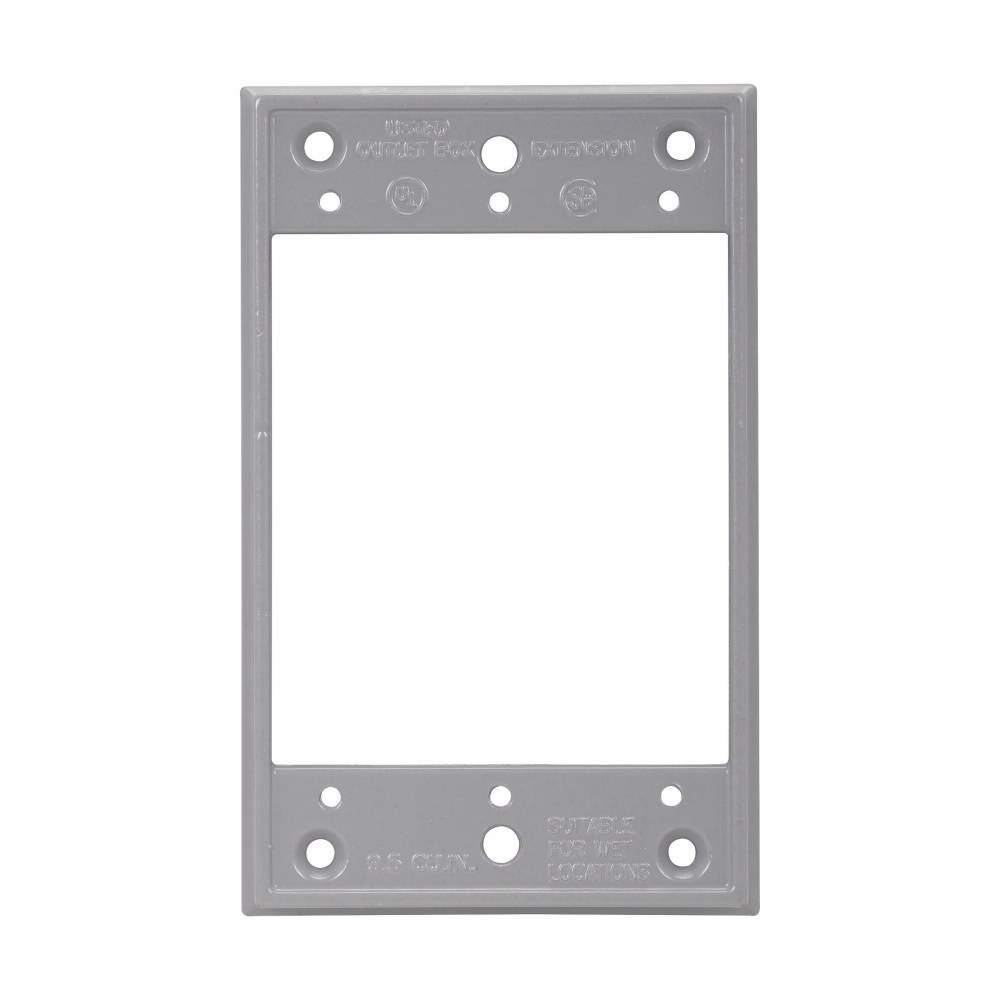Crouse-Hinds TP7120 Weatherproof Outlet Box Extension, 1 Gangs, 4-9/16 in L x 2-13/16 in W x 1 in D, Die-Cast Aluminum