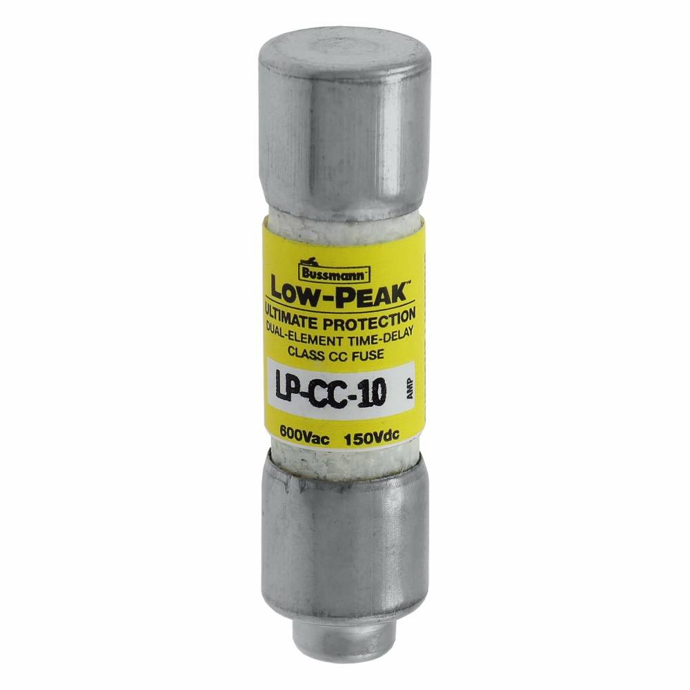 Bussmann Low-Peak™ LP-CC-10 Current Limiting Time Delay Fuse, 10 A, 600 VAC/150 VDC, 200/20 kAIC Interrupt, CC Class, Cylindrical Body
