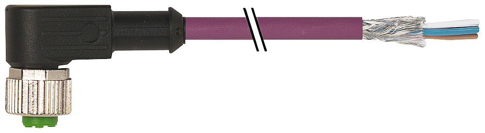 Siemens 3RK1902-1GB30 Pre-Assembled Bus Cable, One End 1 x M12 Angled, Pin 2-Core Socket/Open Connector, 3 m L Cable, 2 Poles