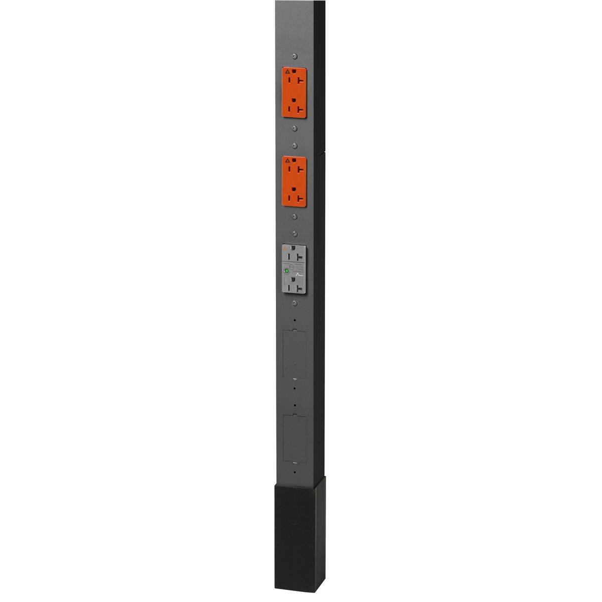 Wiring Device-Kellems HBLPP10SBK 19-Strands Pre-Wired Service Pole With Isolated Ground and Surge Protection, (3) Receptacles, (1) Knockout Capacity, 4 Outlets, 10 ft 2 in L x 2.13 in W, Aluminum