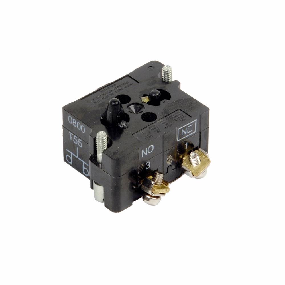EATON 10250T55 Heavy Duty Special Purpose Contact Block, 30.5 mm, 1LONC-1ECNO Contact, 10 A at 600 VAC, 5 A at 250 VDC Contact, Silver Contact, Momentary Action, Black
