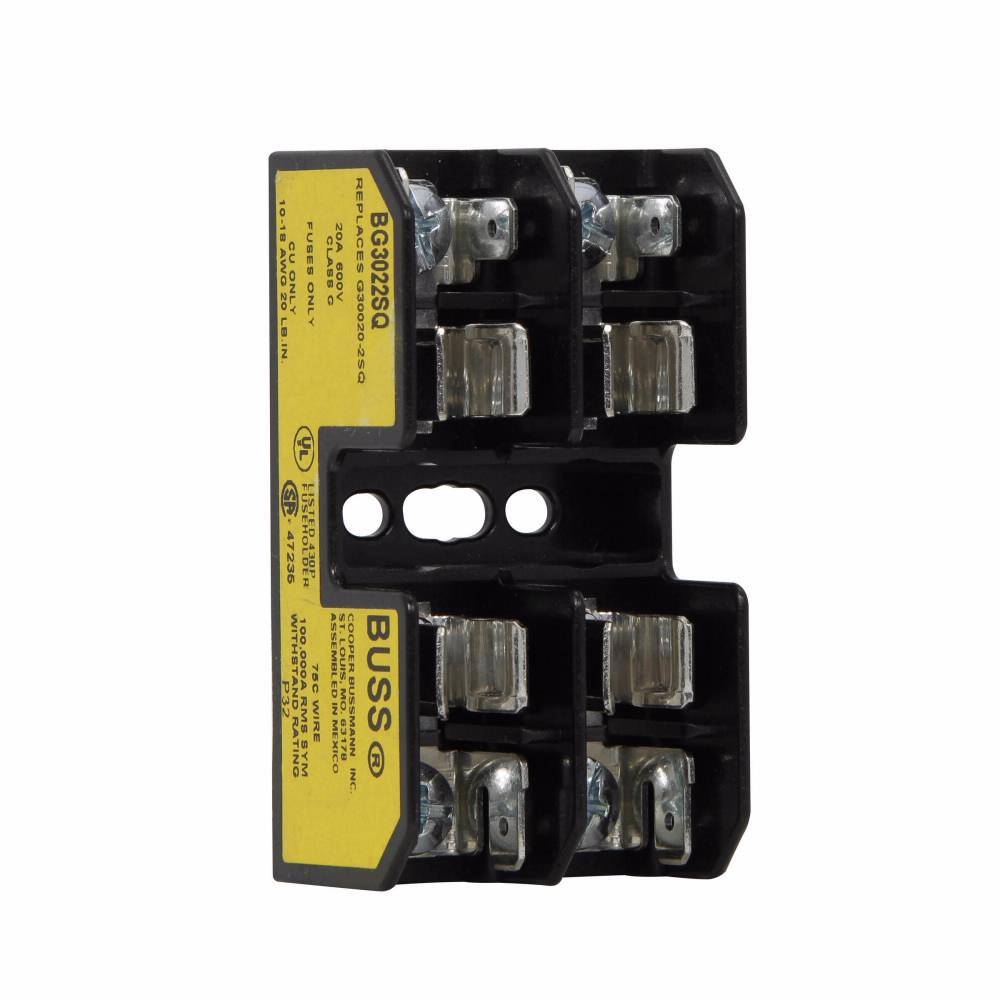 Edison BG3022B Open Fuse Block With Box Lug, 600 V, 20 A, 14 to 6 AWG Cu Wire, 2 Poles