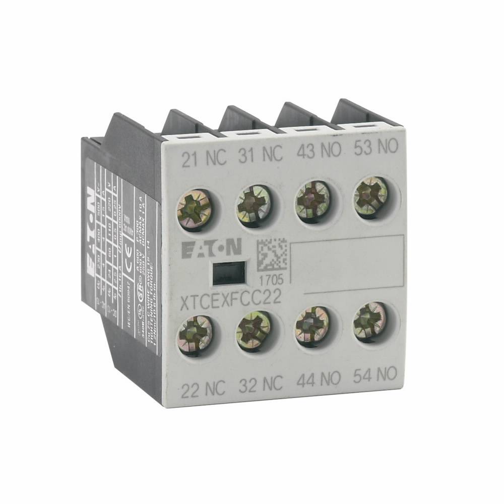 EATON XTCEXFCLC22 4-Pole Auxiliary Contact, 500 VAC, 1.5 to 6 A, 4 Contacts