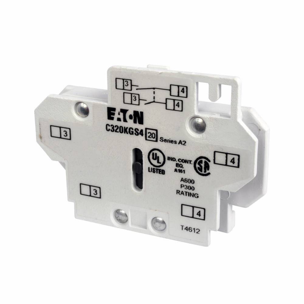 EATON C320KGS4 Auxiliary Contact, 600 VAC, 10 A, 2 Contacts