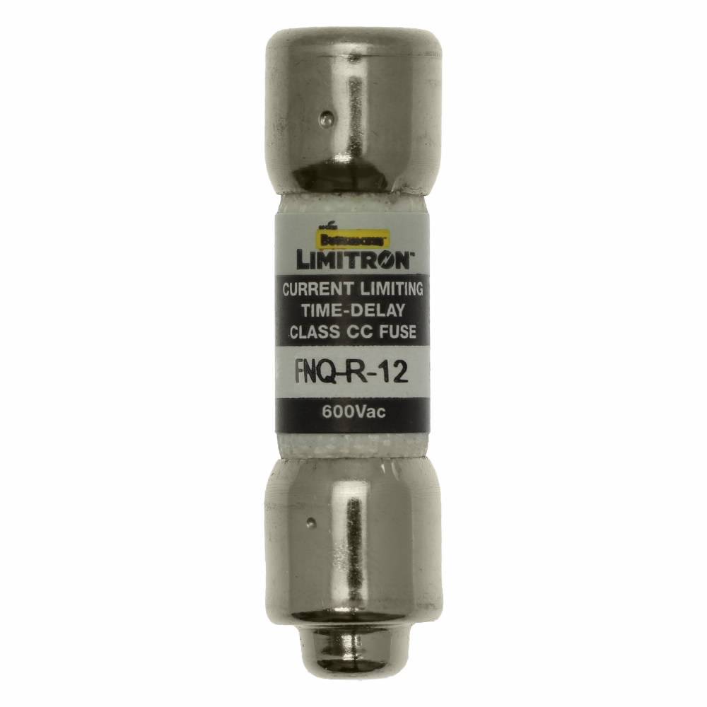 Bussmann CC-Tron® FNQ-R-12 Time Delay Fuse, 12 A, 600 V, 200 kA Interrupt, CC Class, Cylindrical Body