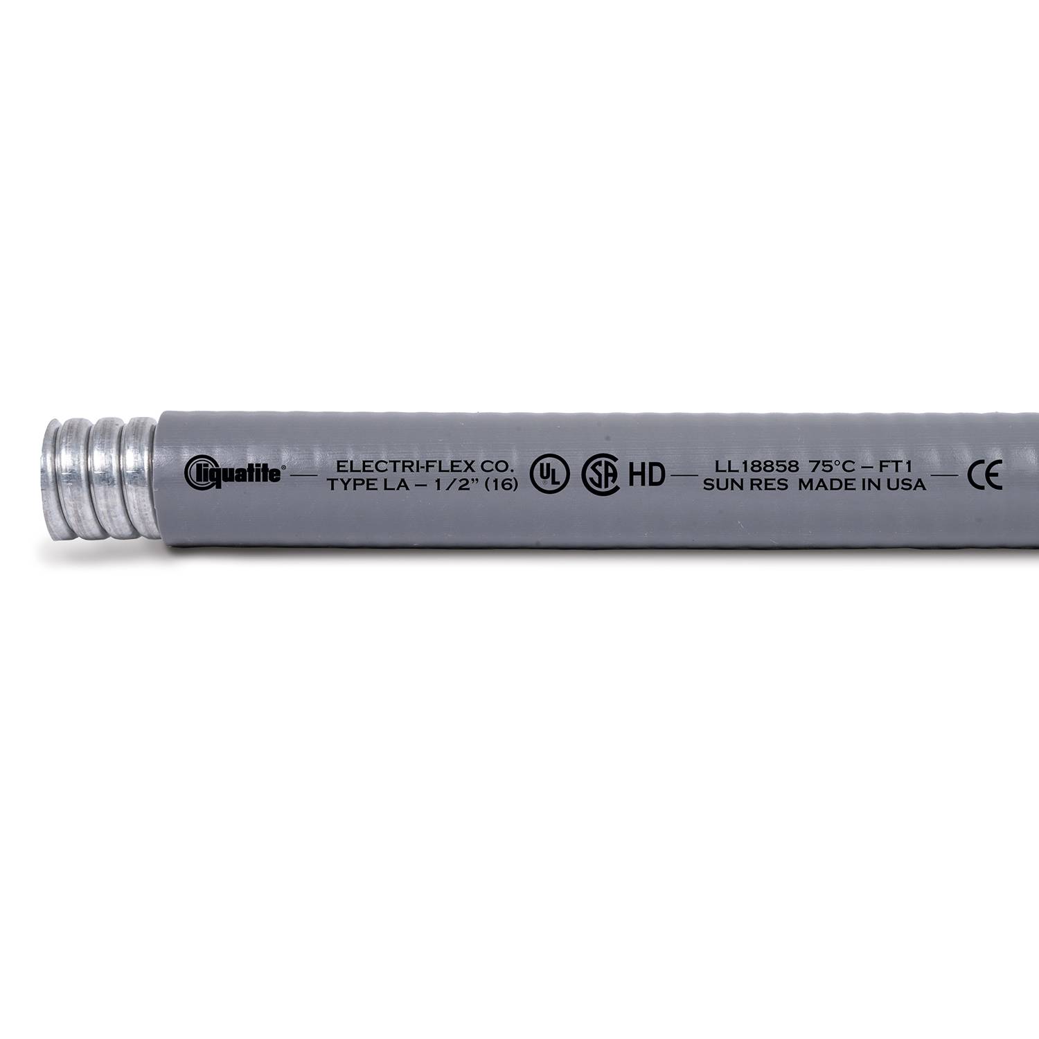 Liquatite® 24104 Type LA Liquid Tight Flexible Metal Conduit, 1-1/4 in Trade, 1.38 to 1.41 in ID x 1.63 to 1.66 in OD, 200 ft L, Steel