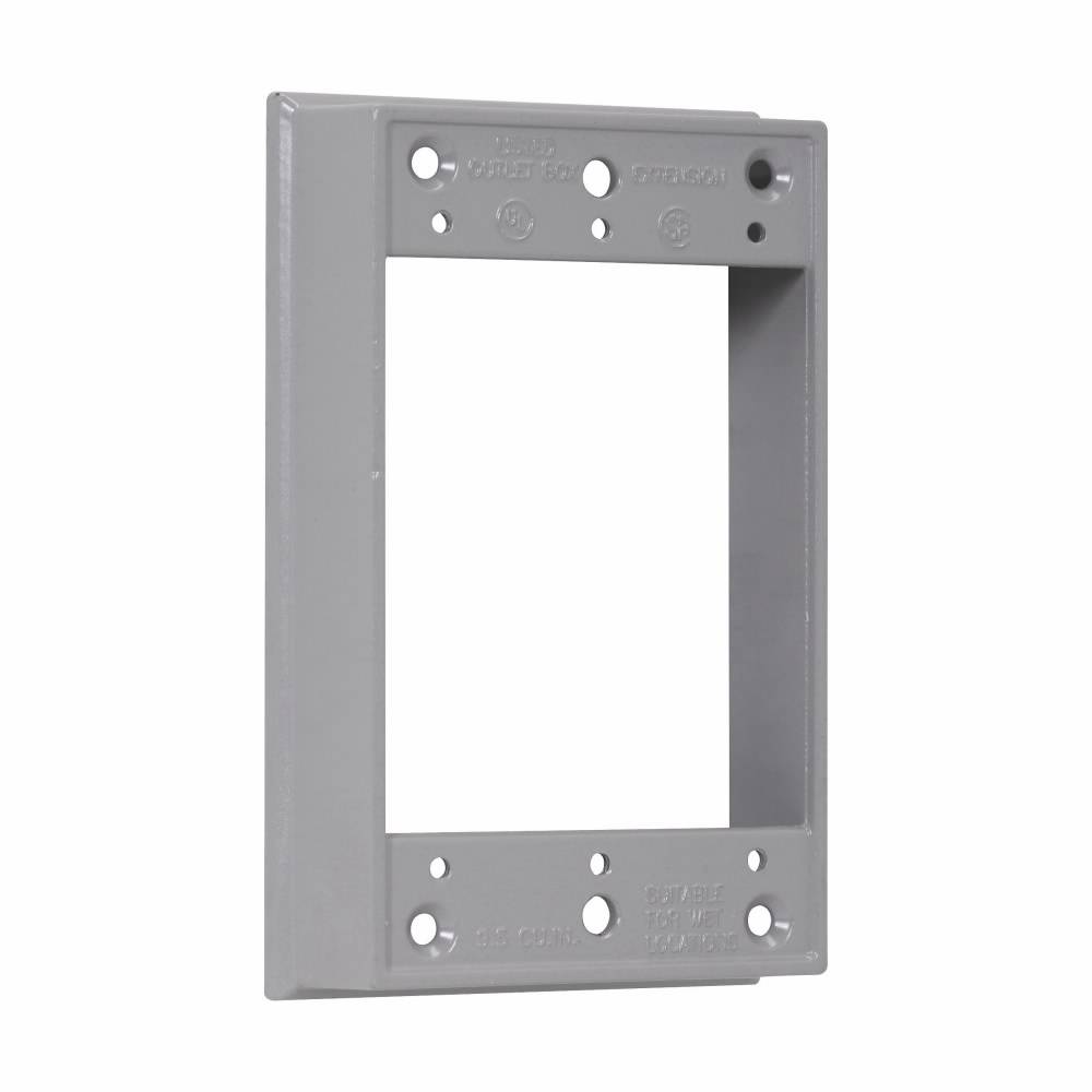 Crouse-Hinds TP7120 Weatherproof Outlet Box Extension, 1 Gangs, 4-9/16 in L x 2-13/16 in W x 1 in D, Die-Cast Aluminum