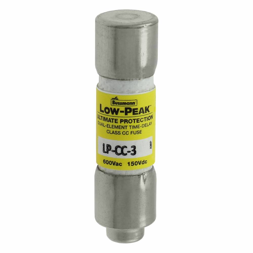 Bussmann Low-Peak™ LP-CC-3 Current Limiting Time Delay Fuse, 3 A, 600 VAC/150 VDC, 20/200 kA Interrupt, CC Class, Cartridge Body