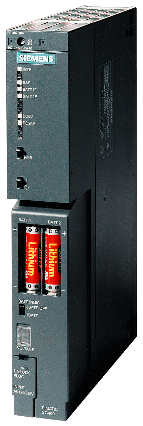 Siemens SIMATIC 6ES74050DA020AA1 PCS 7 PS405 Power Supply Module, 24/48/60 VDC Input, 5/24 VDC Output, 800 mA, 1000 mA, 2 A Input, 4 A Output