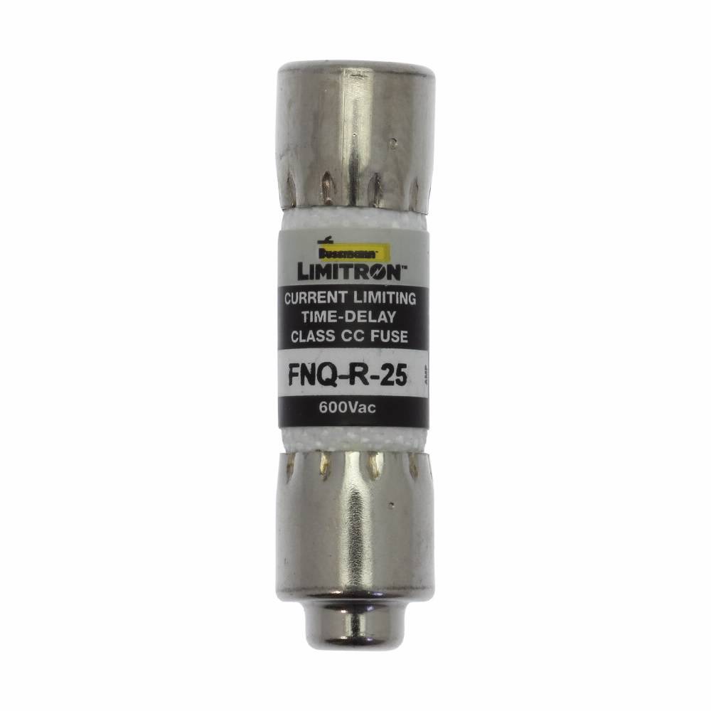 Bussmann CC-Tron® FNQ-R-25 Current Limiting Time Delay Fuse, 25 A, 600 V, 200 kAIC Interrupt, CC Class, Cylindrical Body