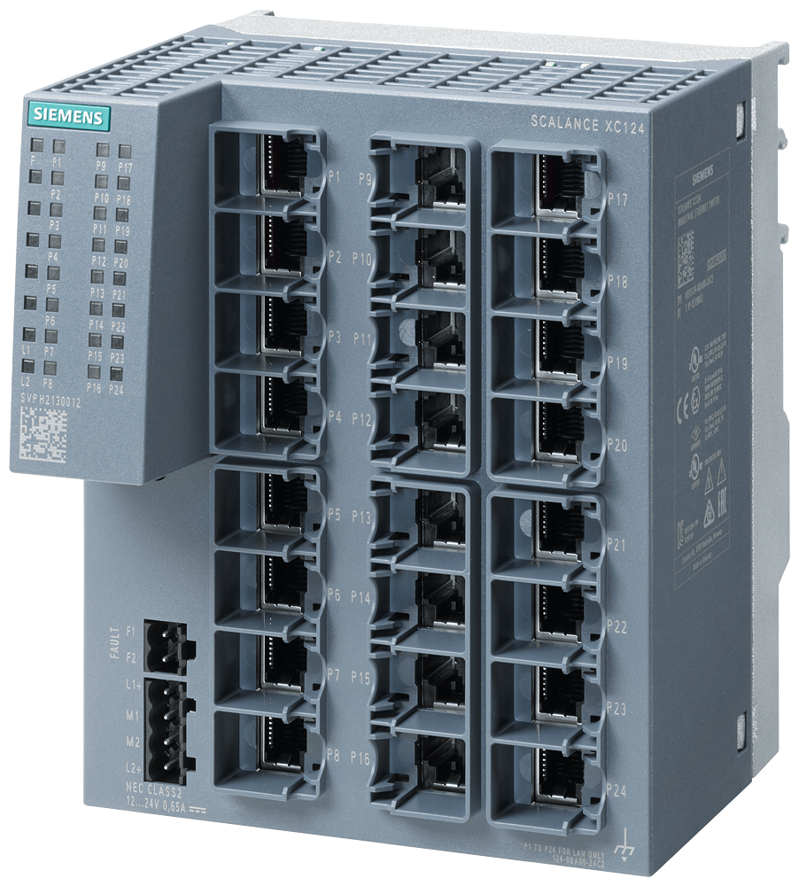 Siemens SCALANCE 6GK51240BA002AC2 SCALANCE XC124 Unmanaged Ethernet Switch, RJ-45 Port