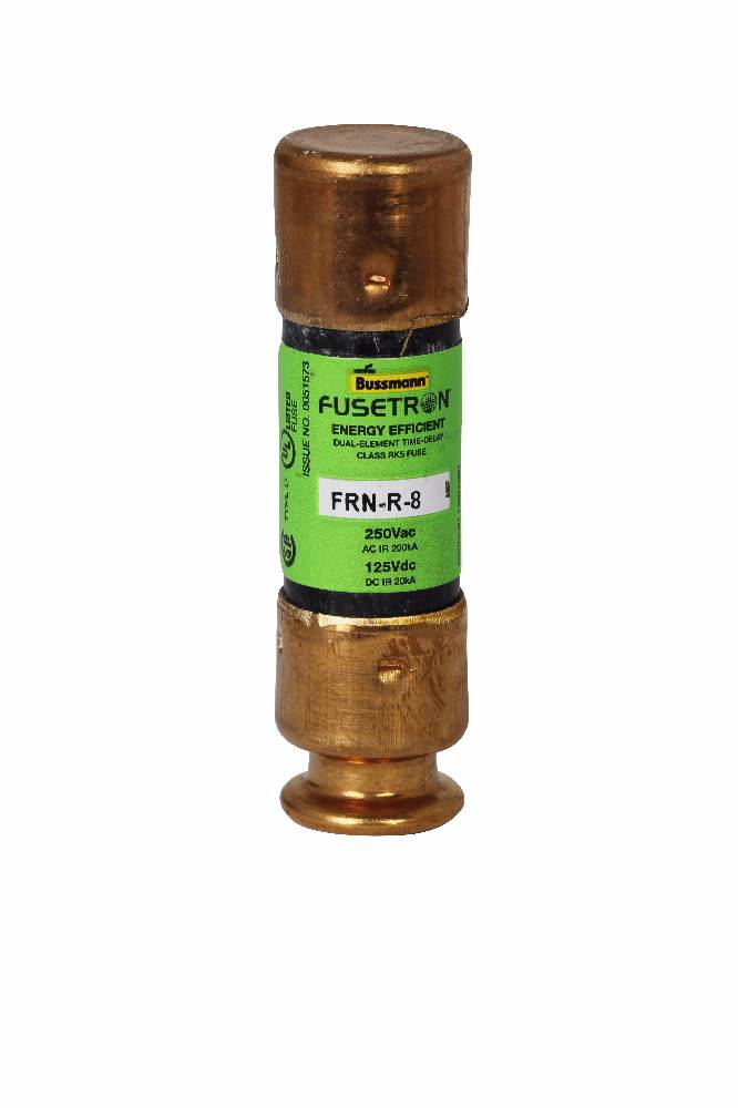 Bussmann Fusetron™ FRN-R-8 Current Limiting Time Delay Fuse, 8 A, 250 VAC/125 VDC, 20/200 kA Interrupt, RK5 Class, Cylindrical Body