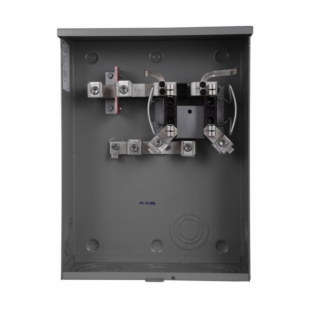 EATON Cutler-Hammer 1008940CH 3-Wire 1-Position Residential Service Single Meter Socket With 14 to 2 AWG Copper Grounding Connector and Horn Bypass, 600 VAC, 200 A, 1 Phase