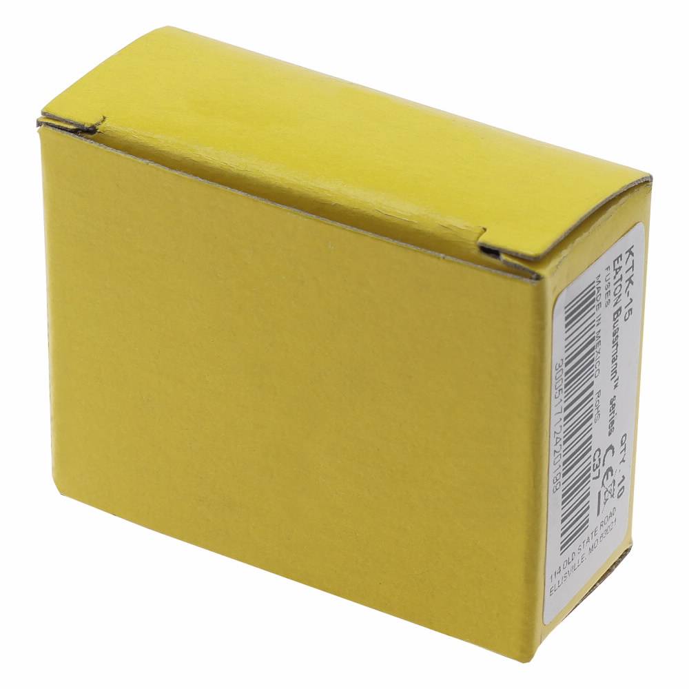 Bussmann Limitron™ KTK-15 Fast Acting Fuse, 15 A, 600 VAC, 100000 A Interrupt, Class: Supplemental, Cartridge Body