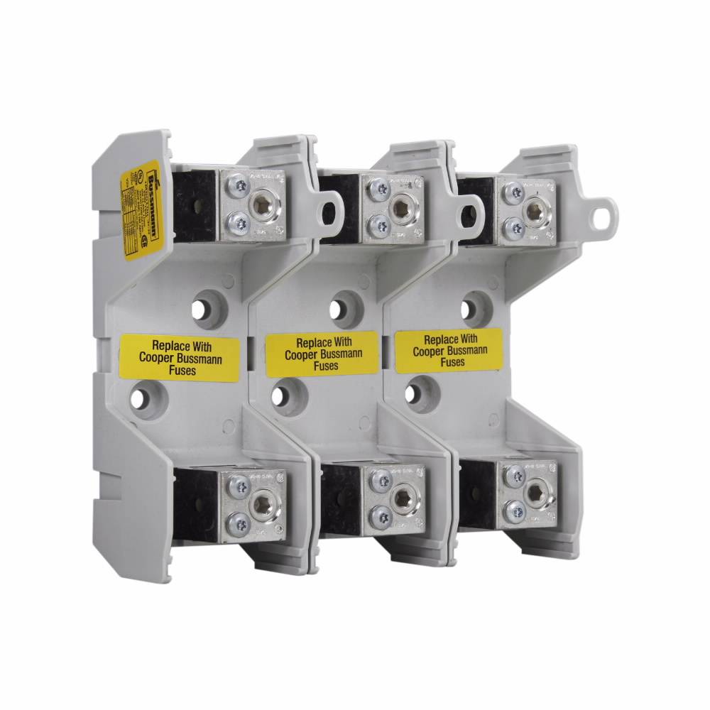 Edison JM60100-3CR JM600 Fuse Block, 600 VAC, 70 to 100 A, J Class, 14 to 1/0 AWG Wire, 3 Poles
