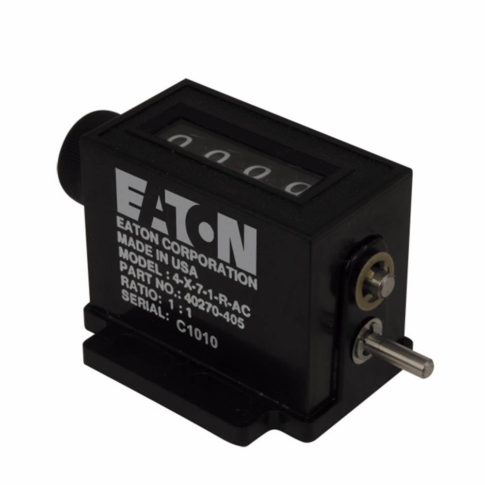 EATON 40270405 X Series Anti-Clockwise Revolution Totalizer Counter, 4 Digits, White-On-Black Background Display