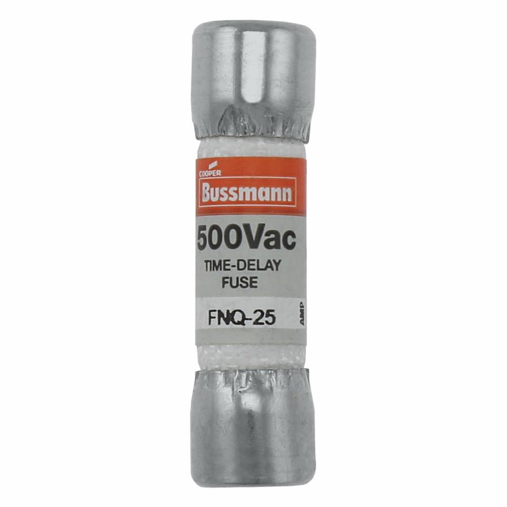 Bussmann Tron® FNQ-25 Low Voltage Supplemental Time Delay Midget Fuse, 25 A, 500 VAC, 10000 A Interrupt, Class: Supplemental, Cartridge Body