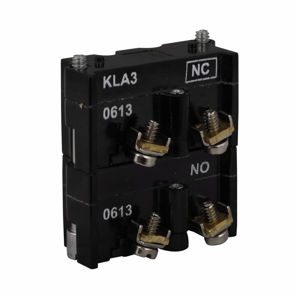 EATON E30KLA3 Multi-Function Square Standard Contact Block, 30.5 mm, 1NC-1NO Contact, 10 A at 600 VAC, 10 A at 250 VDC Contact, Silver Contact