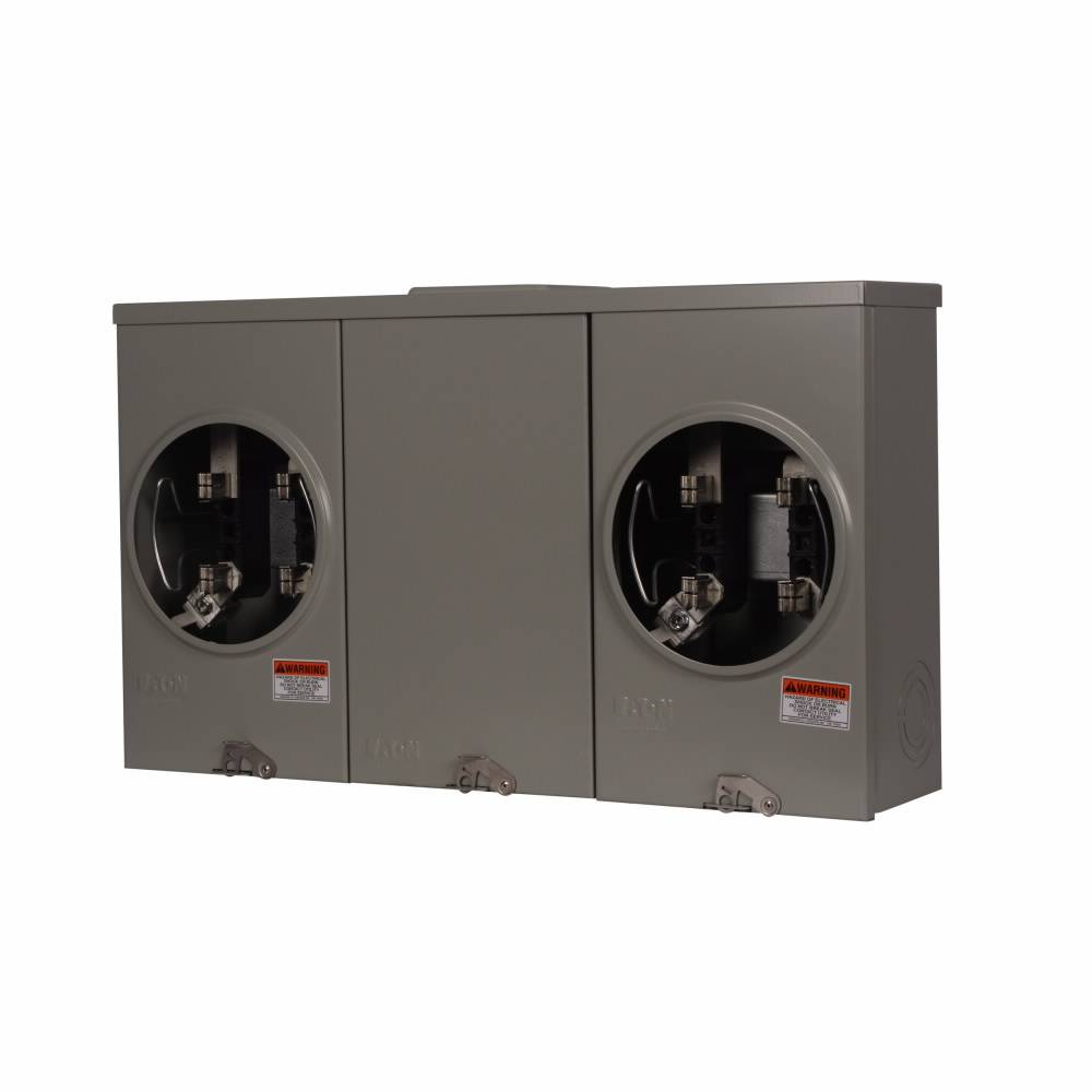 EATON Cutler-Hammer 1009613CH 3-Wire 2-Position Resi Raceway Open Trough Provision Single Meter Socket With Horn Bypass, 600 VAC, 200 A, 1 Phase