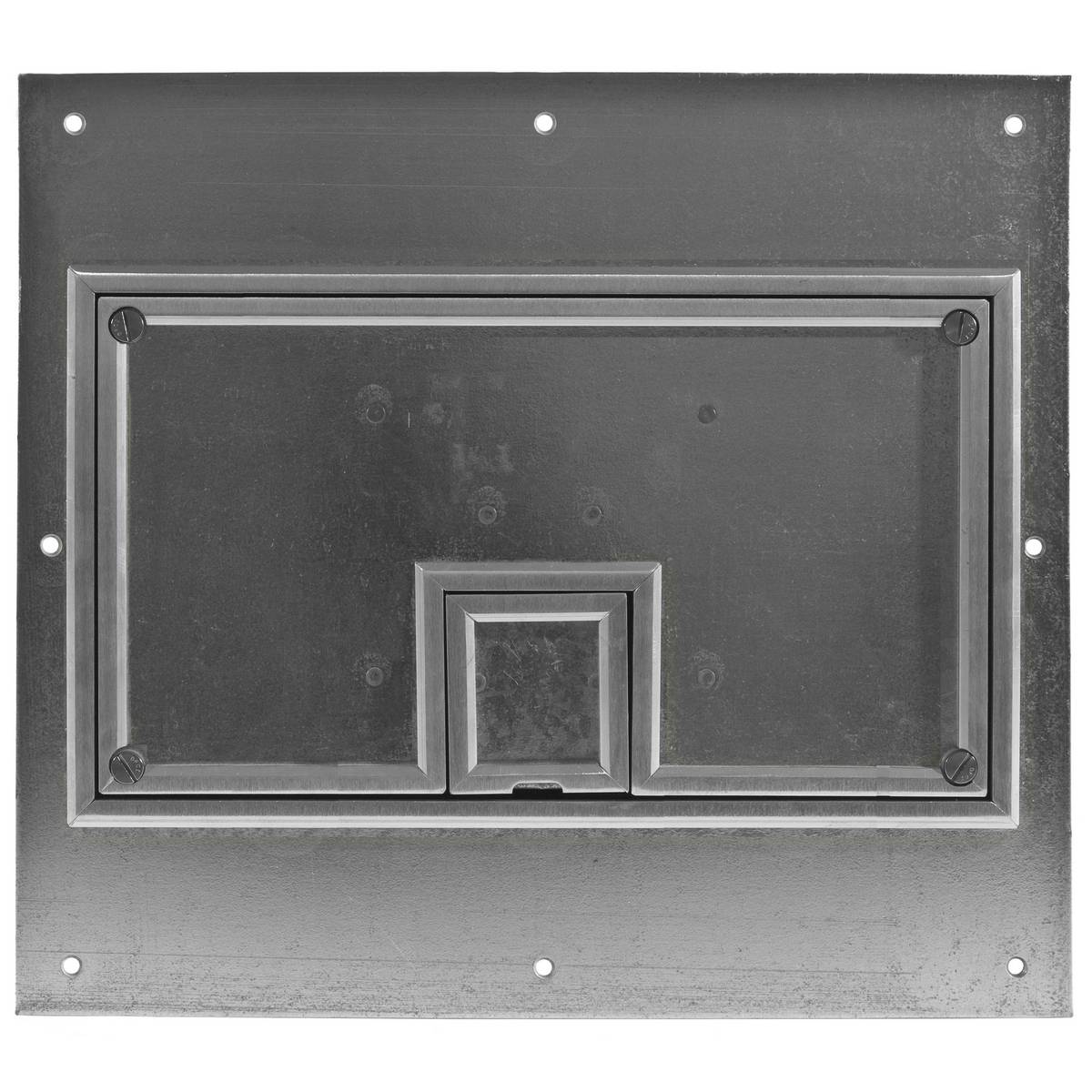 PREMISE WIRING CFB11CVRALU CFB11G Non-Metallic Floor Box Cover, 12-1/2 in L x 14 in W, Single Receptacle Cover, Metal