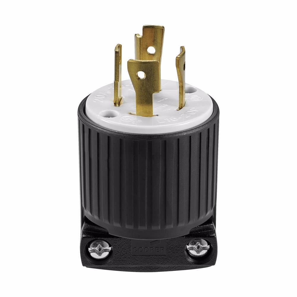 EATON Ultra Grip™ L1520P Ultra Grip Locking Plug, 250 V, 20 A, 3 Poles, 4 Wires, Black