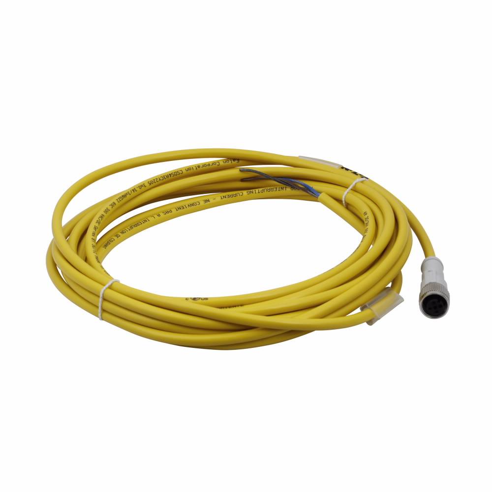EATON CSDS4A3CY2210 Global Plus 3-Wire Single End Cable Connector, M12 4-Pin Micro-Style Female Connector, 32.8 ft L Cable, 4 Poles