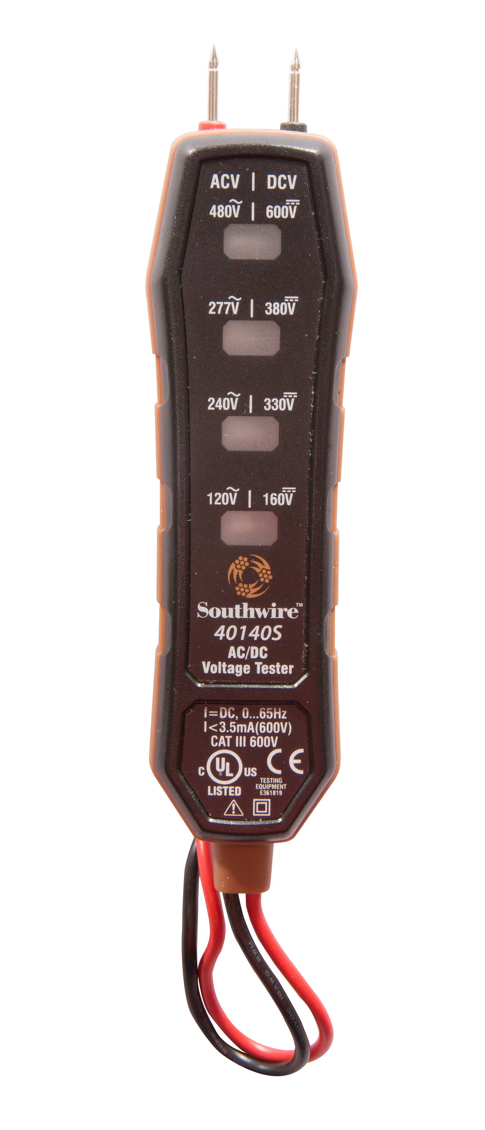 Southwire® 582927 4-Way AC/DC Voltage Tester, 480 VAC/600 VDC Max Measurable