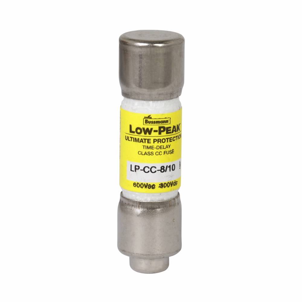 Bussmann Low-Peak™ LP-CC-8/10 Current Limiting Time Delay Fuse, 8/10 A, 600 VAC/300 VDC, 200 kA Interrupt, CC Class, Cylindrical Body