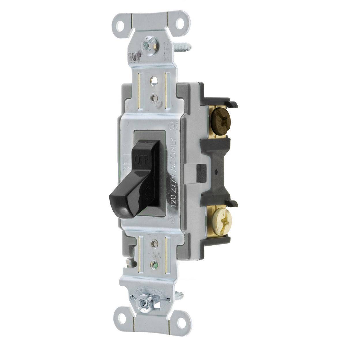 EATON Arrow Hart CS315BK 3-Way Heavy Duty Toggle Switch, 120/277 V, 15 A, 1/2 hp Power Rating