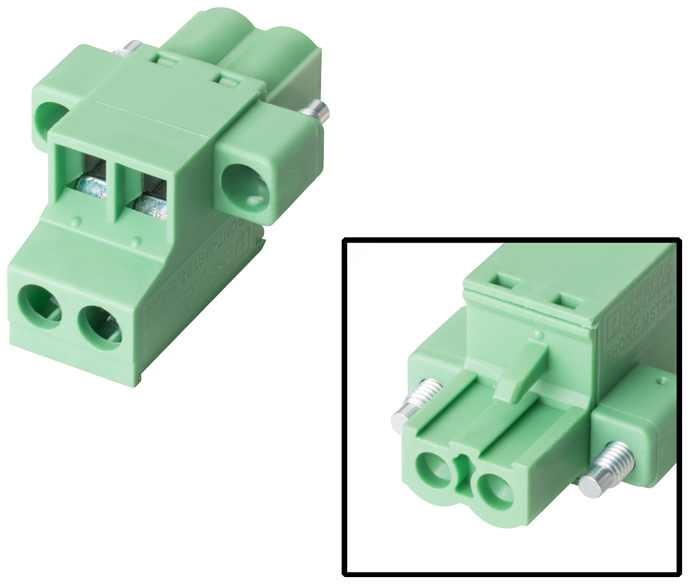 Siemens A5E02717632 Type 3 2-Pin Female Power Supply Connector, For Use w/ SIMATIC HMI Device, 26.5 mm H x 20 mm W x 15 mm THK, Plastic, Green