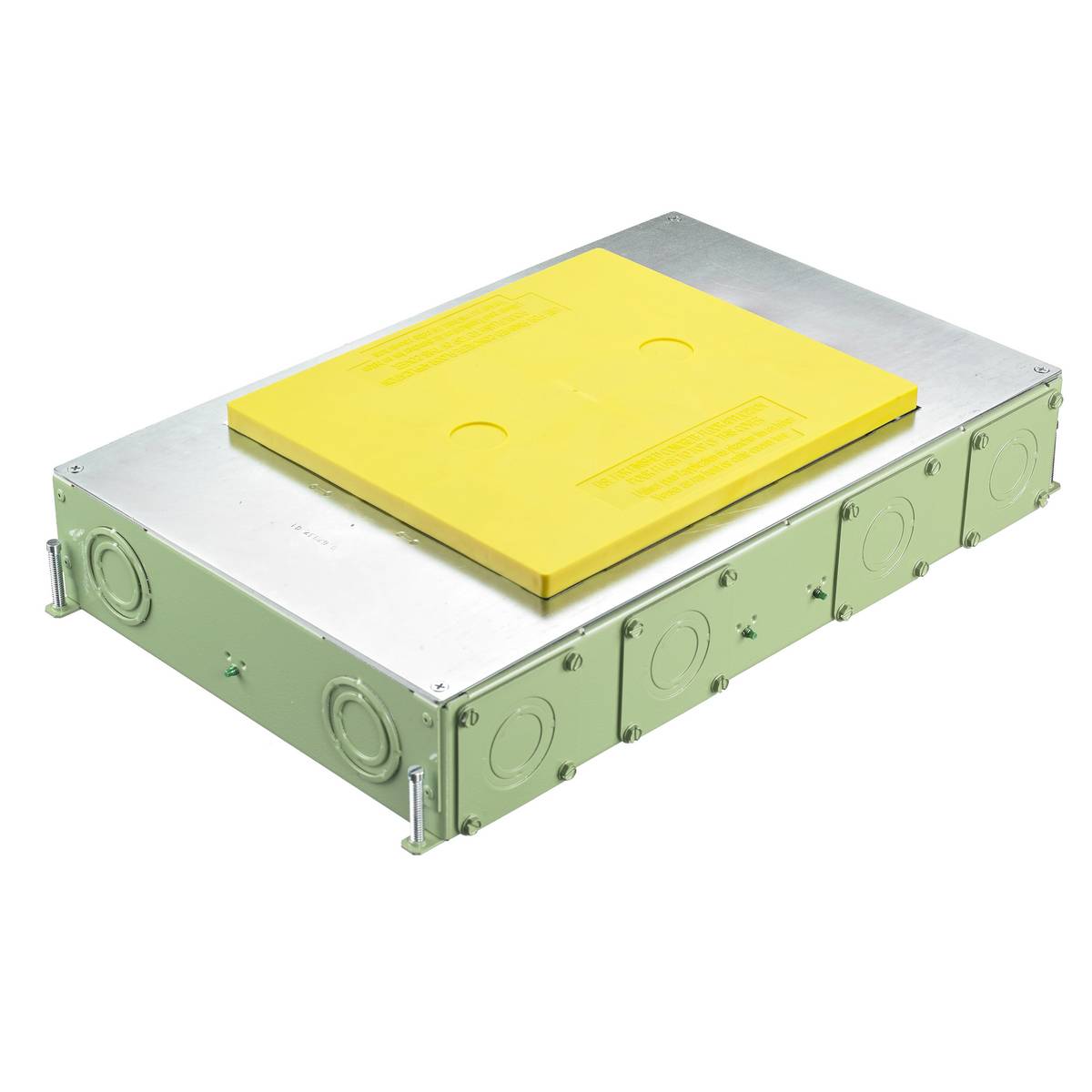 Wiring Device-Kellems SystemOne ScrubShield® CFB6G30CR Fully Adjustable Folded On-Grade Standard Corrosion Resistant Floor Box, Stamped Steel, 33 cu-in Capacity, 6 Gangs, 16 Knockouts, 17.45 in L x 11.04 in W x 2.98 in H
