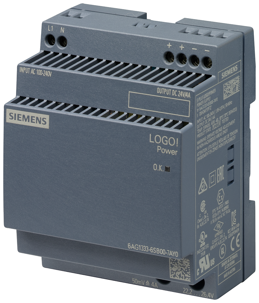 Siemens SIPLUS 6AG13336SB007AY0 Stabilized Power Supply Module, 100/240 VAC Input, 24 VDC Output, 0.97/1.95 A Input, 4 A Output