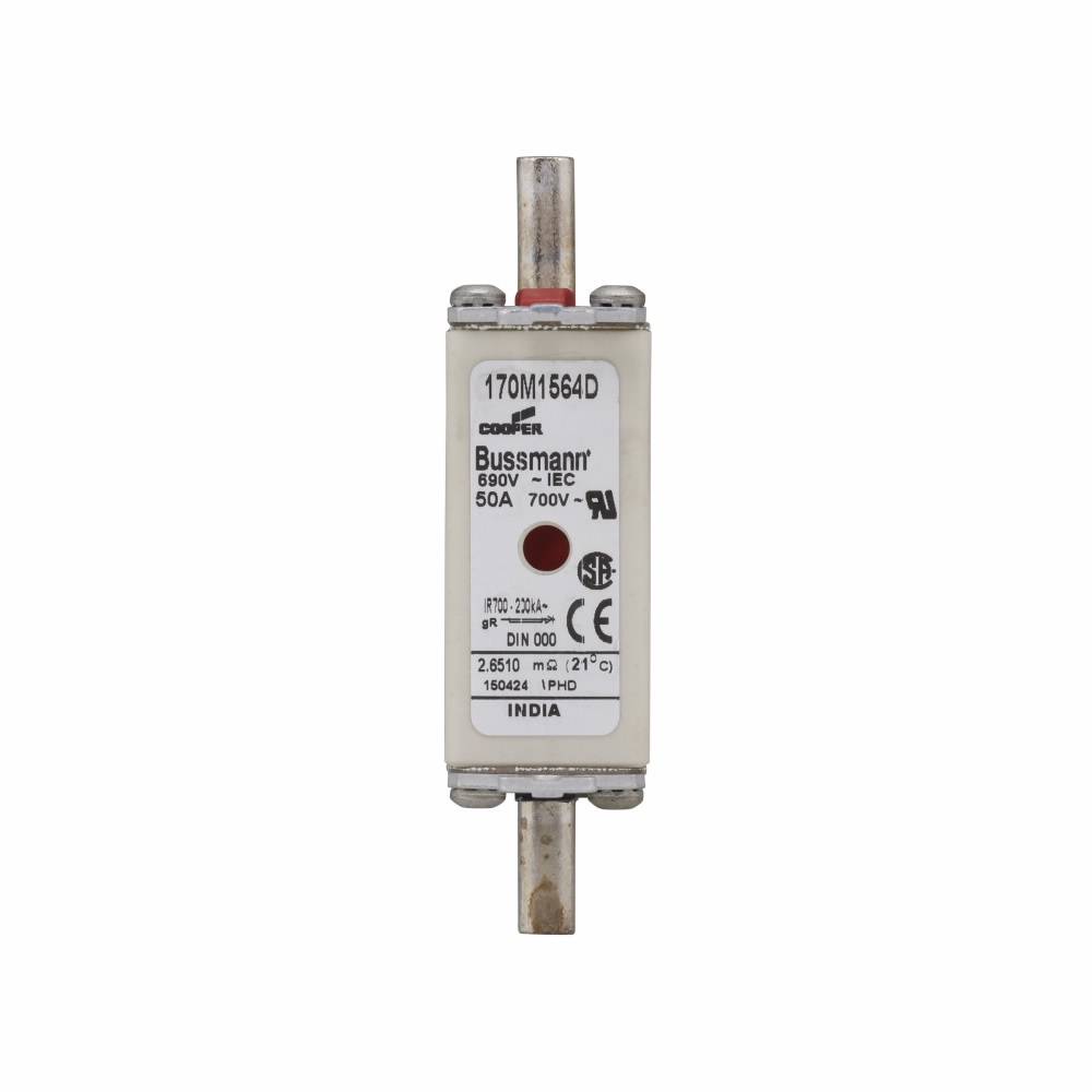 Bussmann 170M1564D Square Body Type T High Speed Fuse, 50 A, 690 VAC, 200 kA Interrupt, Class: gR, Square Body