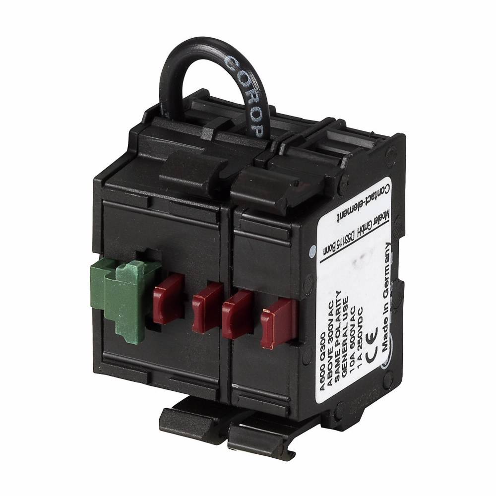EATON RMQ-Titan® M22-KC02SMC10 Emergency Stop Non-Illuminated Self-Monitoring Contact Block, 22.5 mm, 2NC Contact, 6 A at 240 VAC, 3 A at 24 VDC Contact, Black