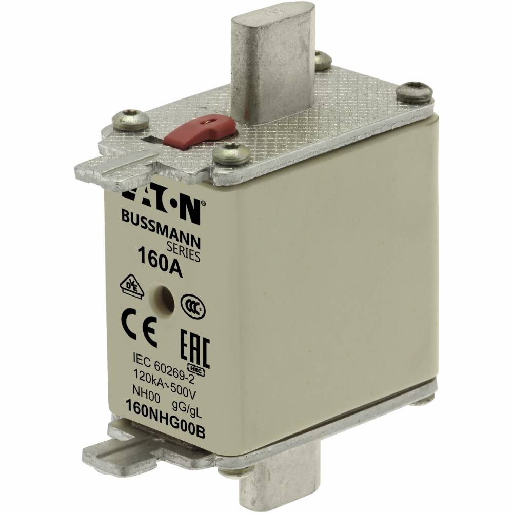 Bussmann 160NHG00B Size 00 Dual Indicator Low Voltage NH Fuse Link, 500 V, 160 A, For Use With NH Series Class C gG/gL Fuse, Ceramic