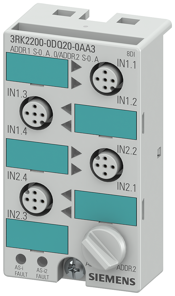 Siemens 3RK22000DQ200AA3 Type K45 A/B Slave AS-Interface Compact Digital Module, 8 Inputs