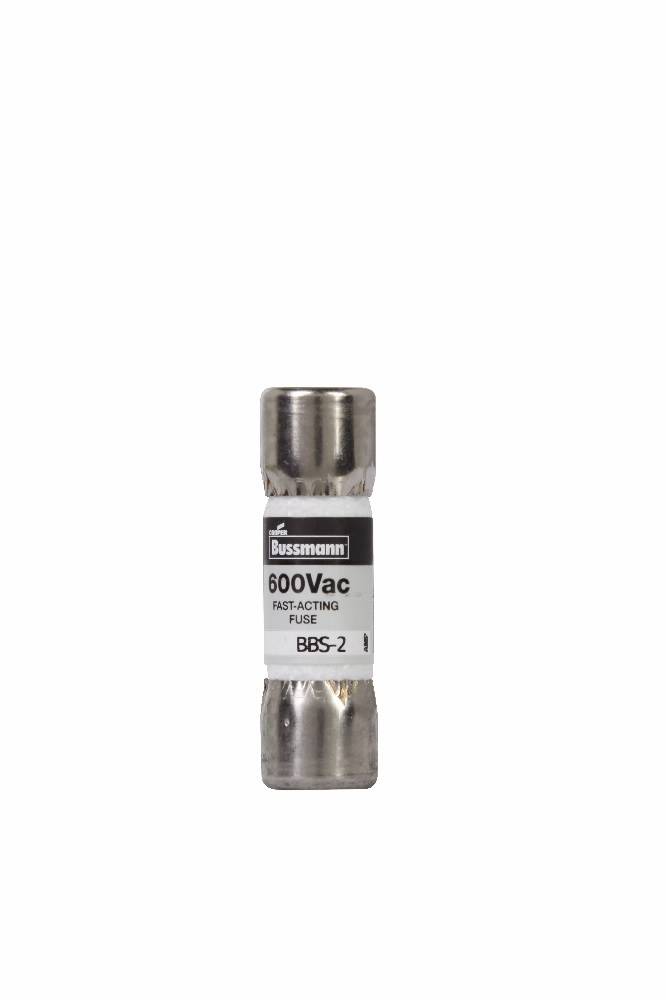 Bussmann BBS-2 Fast Acting Low Voltage Supplemental Midget Fuse, 2 A, 600 VAC, 10000 A Interrupt, Class: Supplemental, Cartridge Body