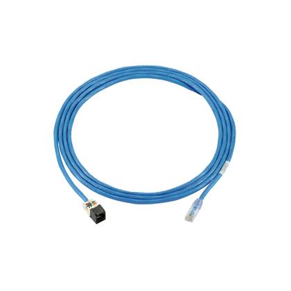 Panduit® PanZone® TX6A™ Plus SAPRBU100 Class EA Riser Zone Cable Assembly With TX6™ PLUS Shielded Modular Plugs on Each End, Cat 6A, 23 AWG U/UTP Copper Solid Conductor, Modular Plug Boot Connector, 100 ft L Cord, Blue