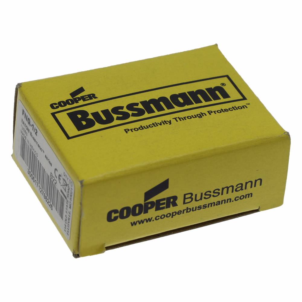 Bussmann Tron® FNQ-1/2 Time Delay Midget Fuse, 1/2 A, 500 VAC, 10000 A Interrupt, Class: Supplemental, Cartridge Body