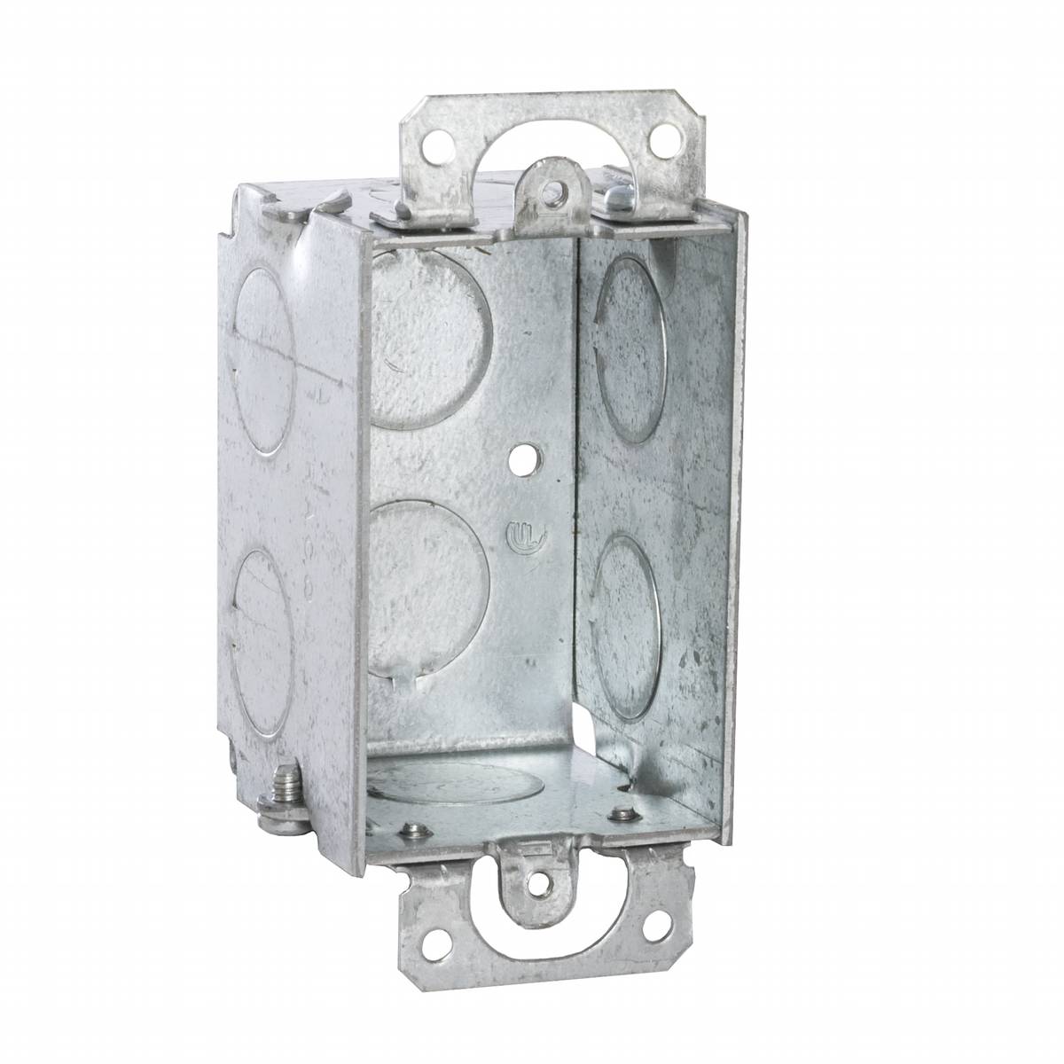 RACO® 420 Gangable Switch Box, Steel, 10 cu-in Capacity, 1 Gangs, 1 Outlets, 8 Knockouts, 2 in H x 4.22 in W x 2 in D