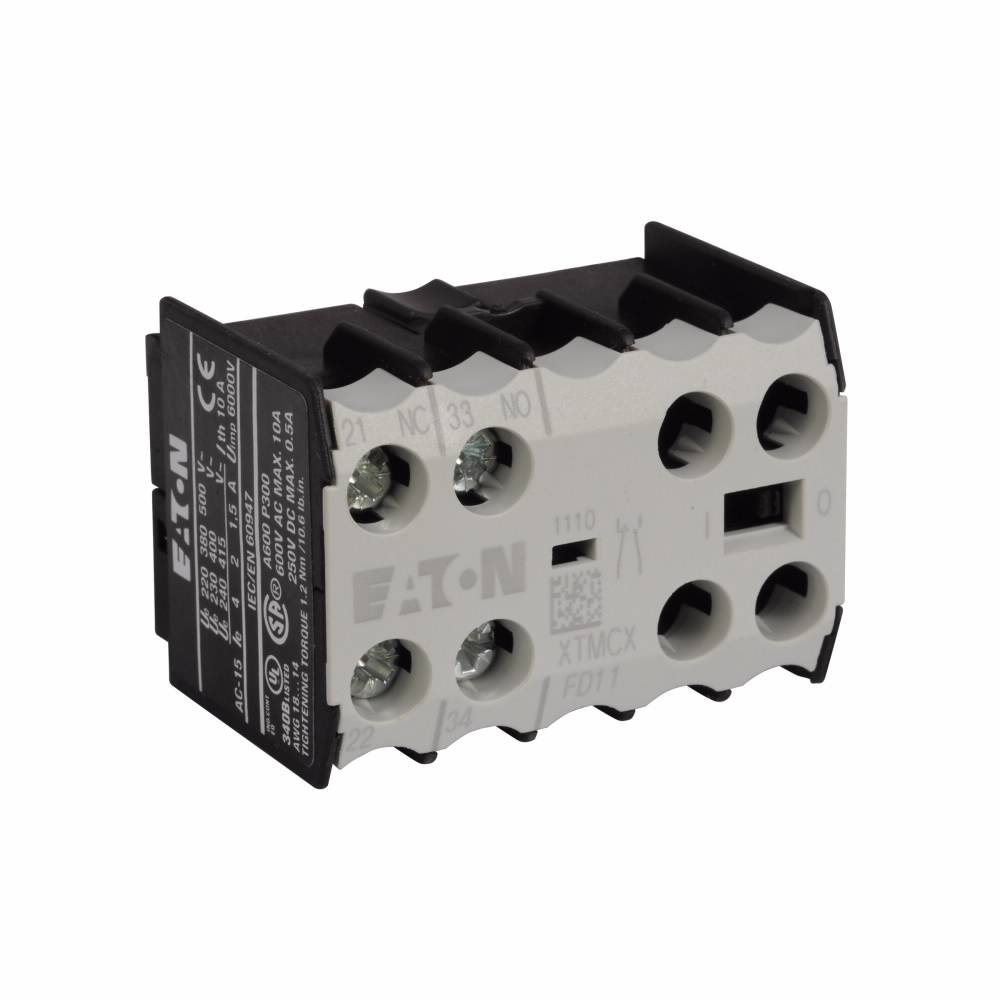 EATON XTMCXFD11 XT Series 2-Pole Type XTMCX Auxiliary Contact, 600 VAC, 10 A, 1NO-1NC Contacts