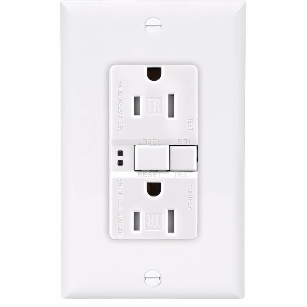 EATON Eaton Wiring Devices TRSGF15W-M Duplex Self-Test Tamper-Resistant GFCI Receptacle, 125 VAC, 15 A, 2 Poles, 3 Wires, White