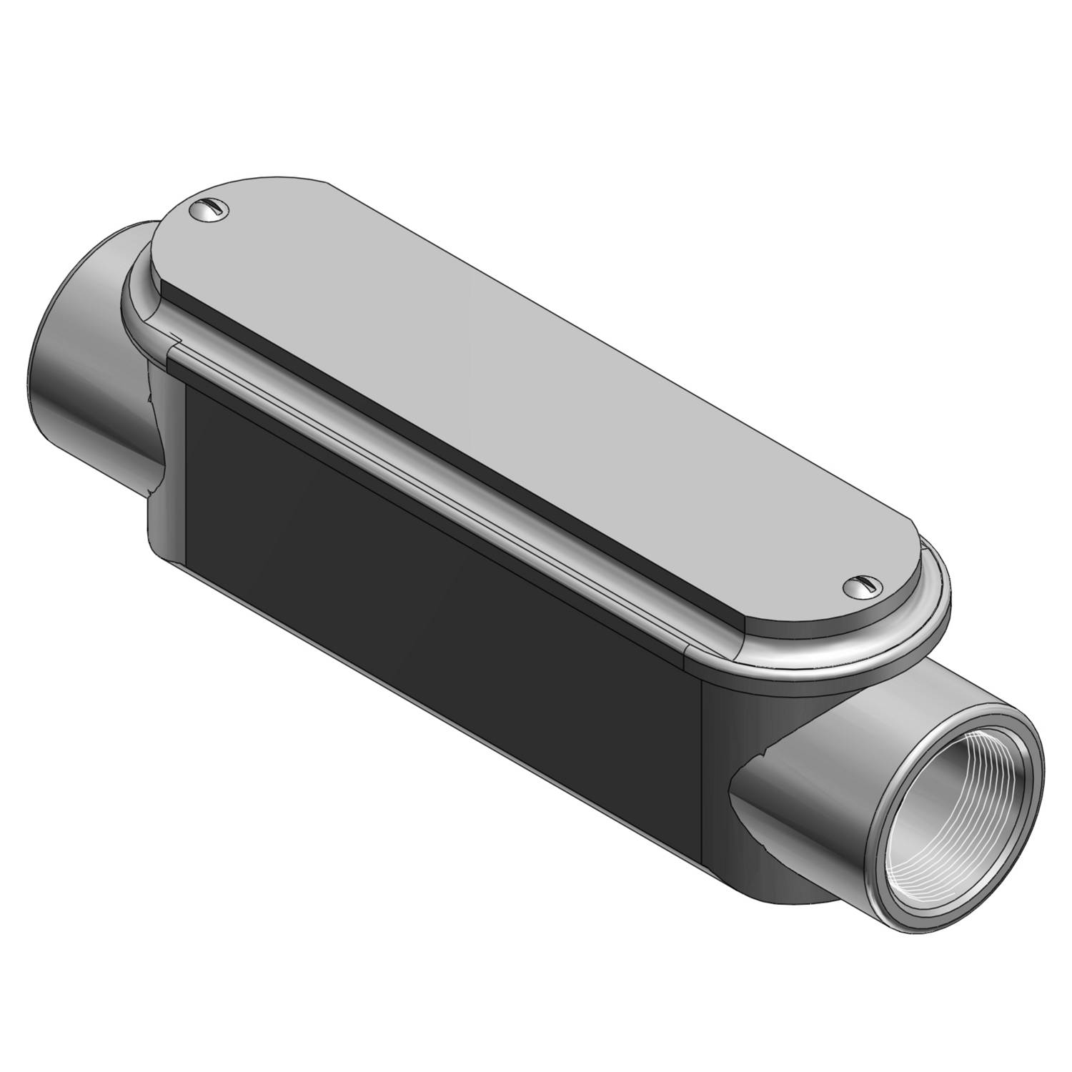 T&B® BC3-TB Type C Feed-Through Conduit Body With Cover, Gasket, 1 in Hub, Mogul Form, 20 cu-in Capacity, Iron, Electro Galvanized