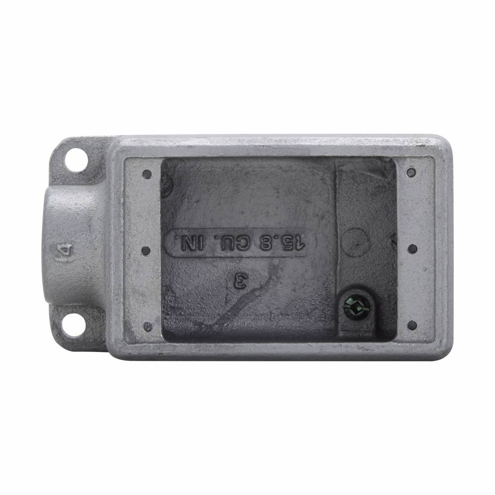 EATON Crouse-Hinds Condulet® FD1 1-Entry Deep Device Box, 1/2 in Trade, 1 Gang, Feraloy® Iron Alloy, Aluminum Acrylic Painted/Electro-Galvanized