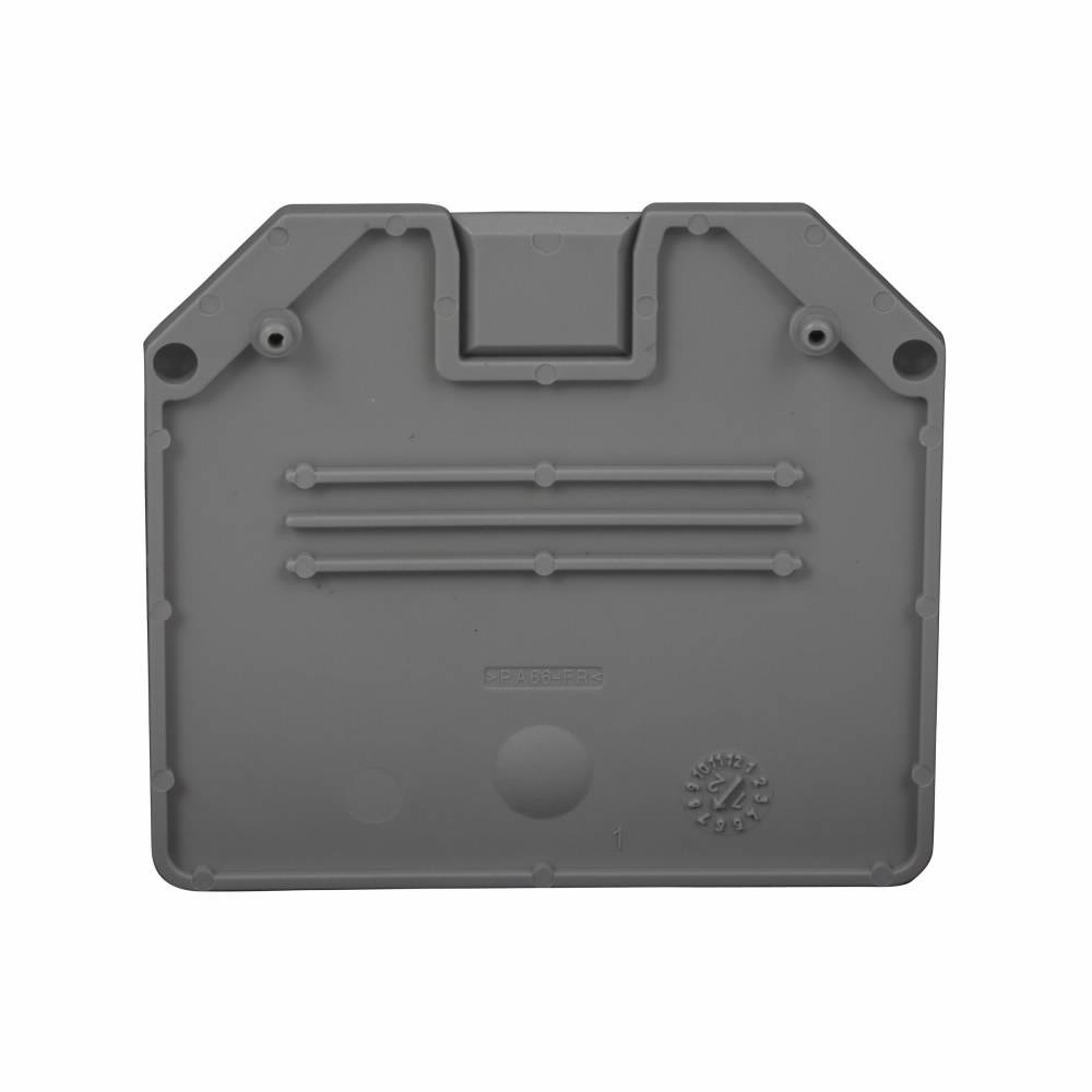 EATON XBACUT16 End Cover, For Use With XBUT16/XBUT16PE 1-Tier Feed Through Terminal Block, Polyamide, Gray